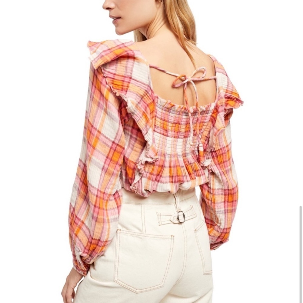 Free People Siena Plaid Pullover Top Size XS